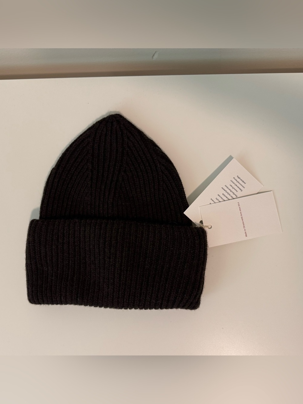 Wool + Cashmere Chocolate Brown Ribbed Knit Beanie Hat